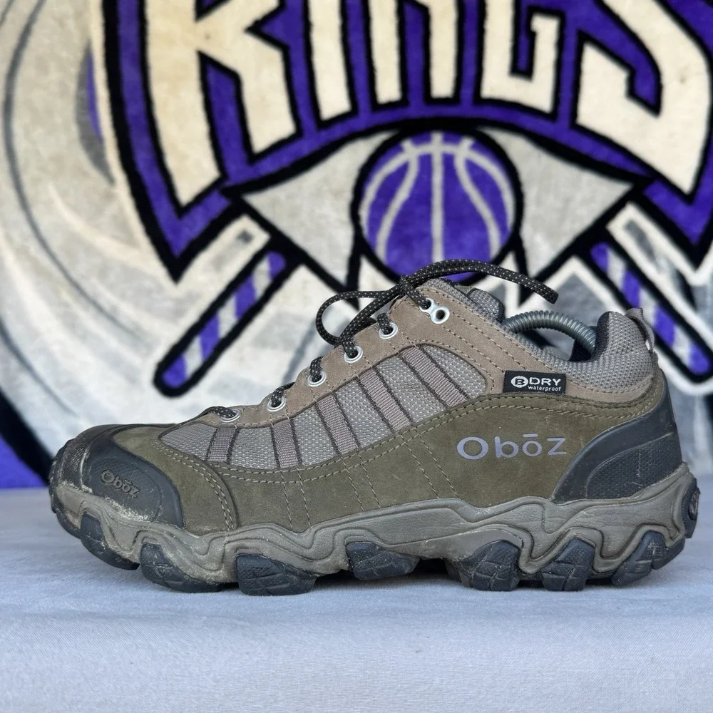 Size 9 - Oboz Tamarack B-Dry Waterproof Bungee Taupe Green Hiking Shoes Men's